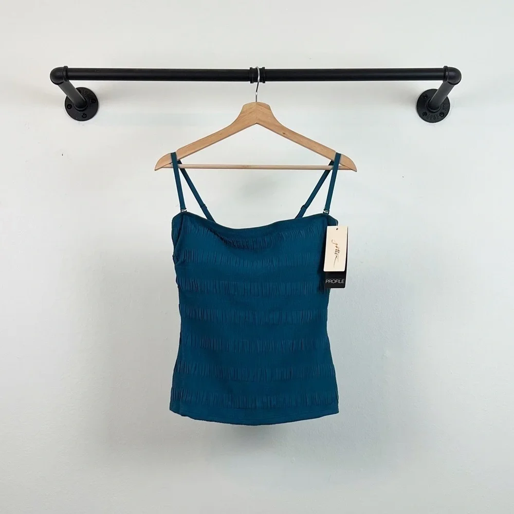NWT Profile by Gottex Shirred Bandeau Bikini Top in Tesl
